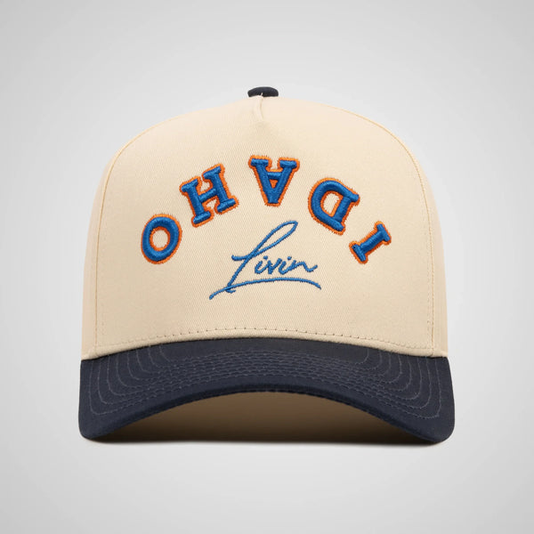 Upside Down Retro Hat - Beige/Navy