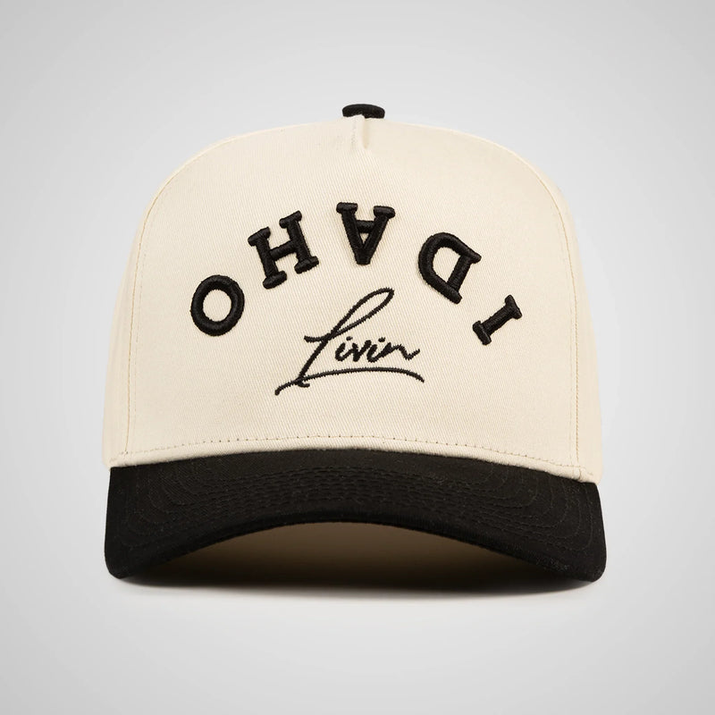 Upside Down Retro Hat - Beige/Black - Idaho Livin