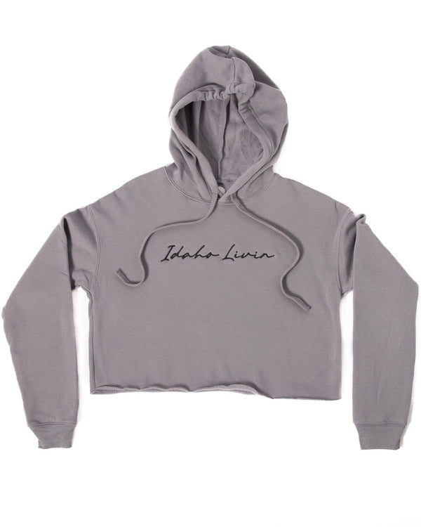 Embroidered Cropped Hoodie Idaho Livin