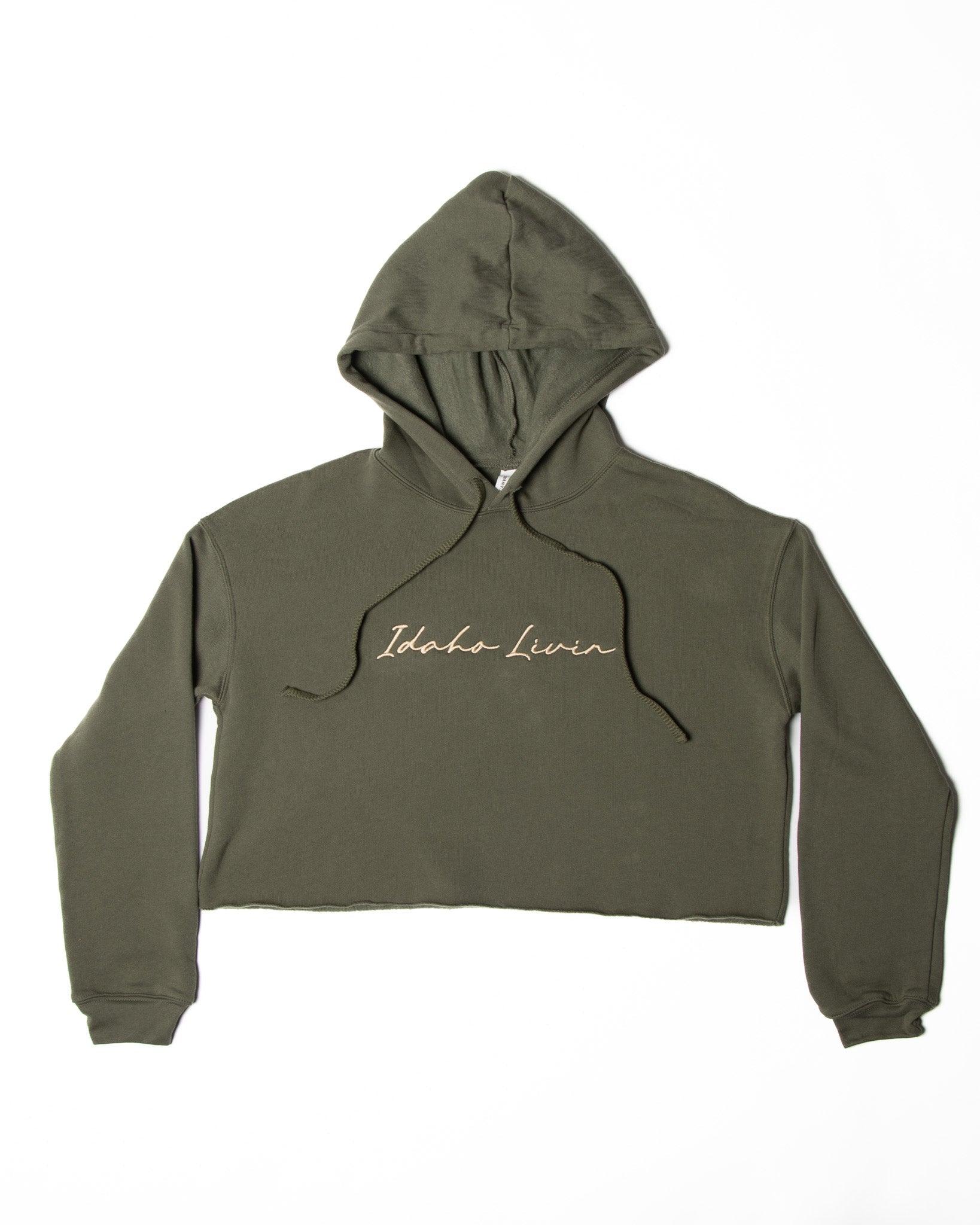 Embroidered Cropped Hoodie Idaho Livin